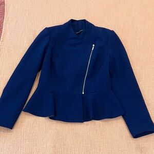 Italian royal blue Peplum zip up Blazer